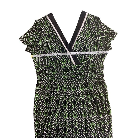 Studio I Womens Green & Black Geometric Print Short Sleeve Dress Size 12 - Picture 4 of 8
